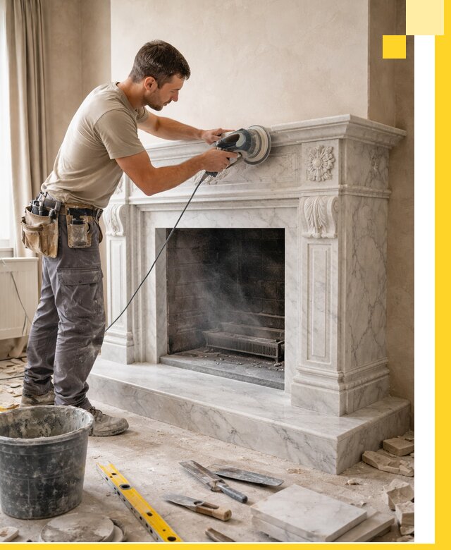 Изготовление и установка мраморных каминов в Таганроге под ключ