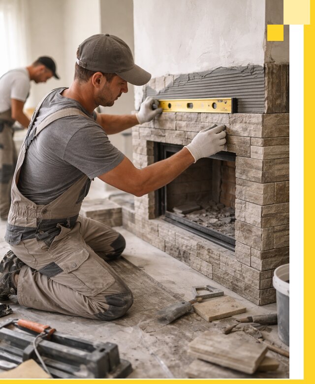 Облицовка каминов в Таганроге, монтаж и отделка натуральным камнем