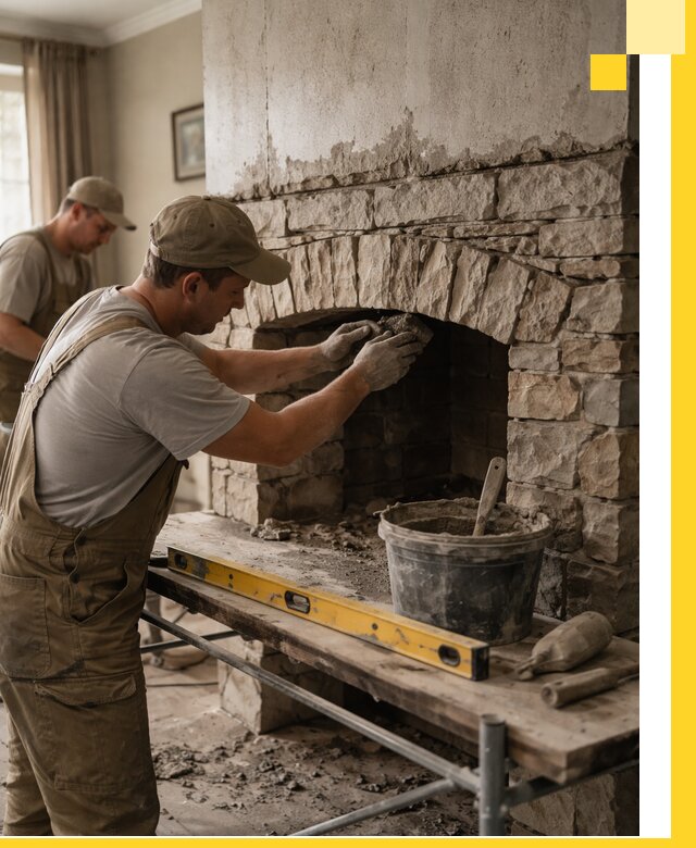 Изготовление каминов под ключ в Таганроге, монтаж и отделка