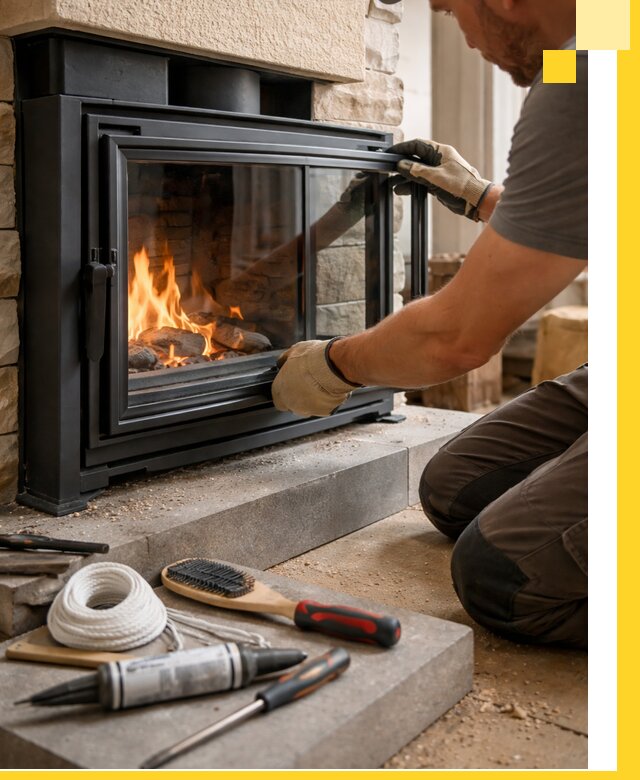 Производство, монтаж и доставка каминов со стеклом в Таганроге