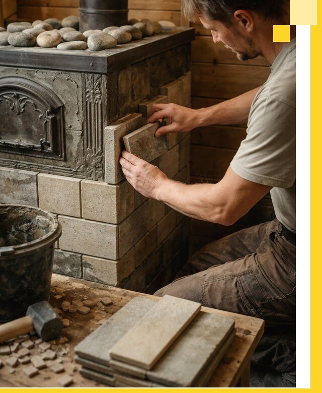 Облицовка банных печей в Таганроге профессиональная отделка