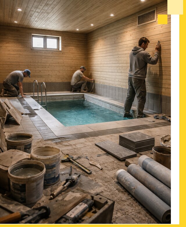 Строительство бани с бассейном и сауной под ключ в Таганроге