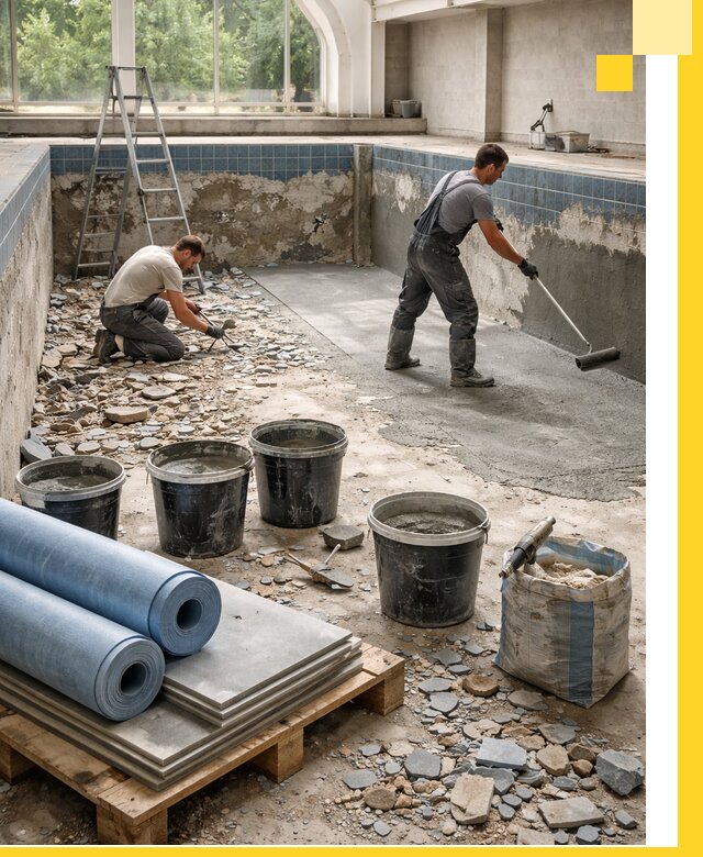 Реконструкция бассейнов в Таганроге: ремонт, гидроизоляция