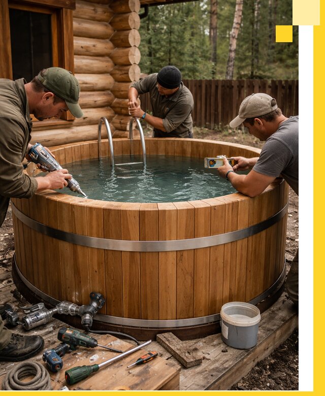 Строительство бань с купелью под ключ и отделкой в Таганроге