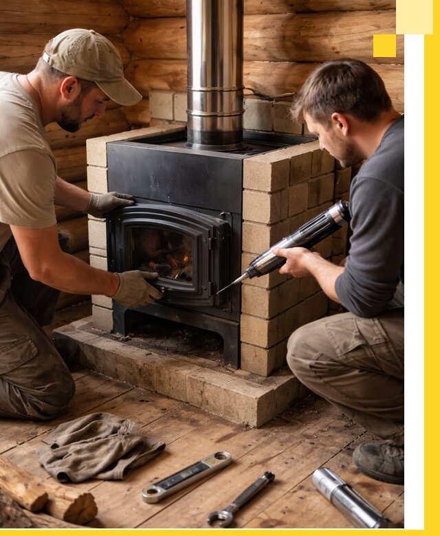 Монтаж и установка печи в бане под ключ с гарантией в Таганроге