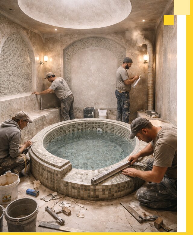 Профессиональное строительство хамама с бассейном в Таганроге под ключ