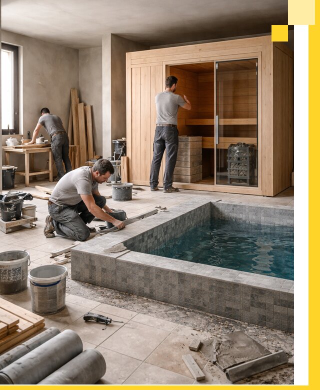 SPA зоны под ключ с бассейном сауной и печью в Таганроге